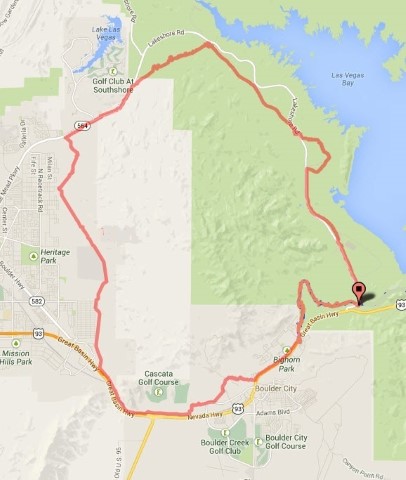 An image of the River Mountains Loop Trail at Boulder Beach Campground.