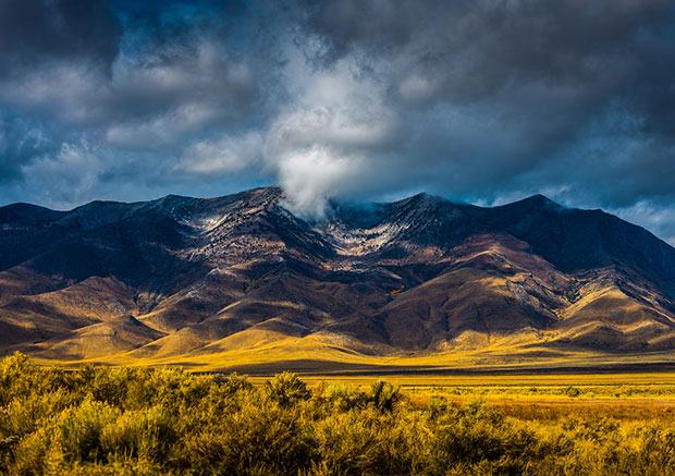 An image of the Ruby Mountains in the distance, a site for camping in Nevada.